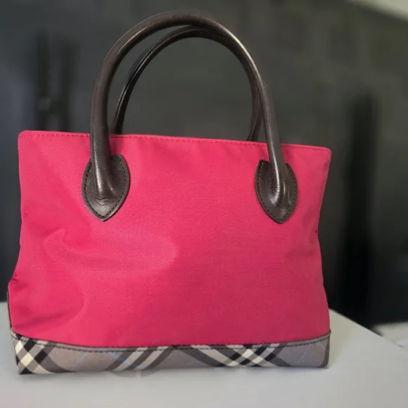 Burberrys Blue Label Hand Bag Nylon Pink Mini Tote - Japan Exclusive-Preowned - Picture 12 of 15